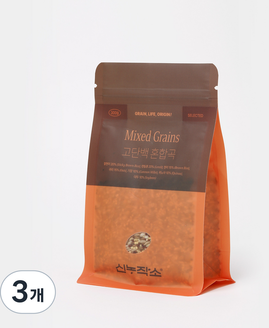 고단백 혼합곡 | 잡곡밥 잡곡쌀 저속노화 고단백식단, 300g, 3개