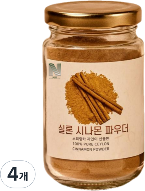 네이스팜 실론 시나몬 파우더 (스리랑카 최상위 Alba 등급 시나몬가루 계피가루), 80g, 4개