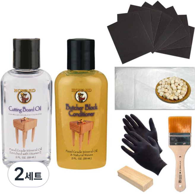 레브홈 나무 도마 라탄 미네랄 오일 컨디셔너 관리 키트, 2세트, 59ml