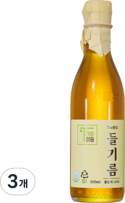 [더맑음] 100% 통깨 저온압착 들기름, 3개, 350ml