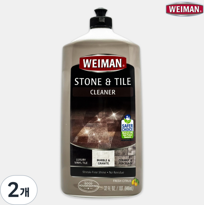 와이만 포세린타일 광택 청소 타일 바닥 세정제 스톤앤타일 클리너, 946ml, 2개
