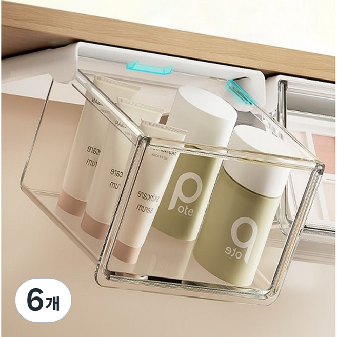 마코제이 무타공 부착식 슬라이딩 히든 서랍, 화이트, 6개