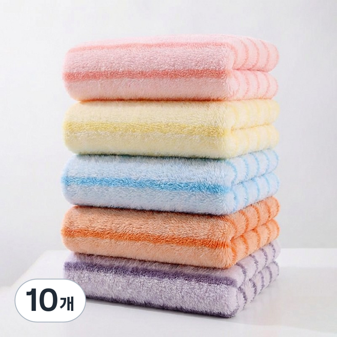 Sherrich 호텔수건 코랄플리스 세면 타올 부드러운 먼지없는 수건, 10개, 멀티컬러