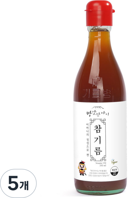 방앗간아이 고소한 HACCP인증 비건참기름 350ml 100%통참깨, 5개