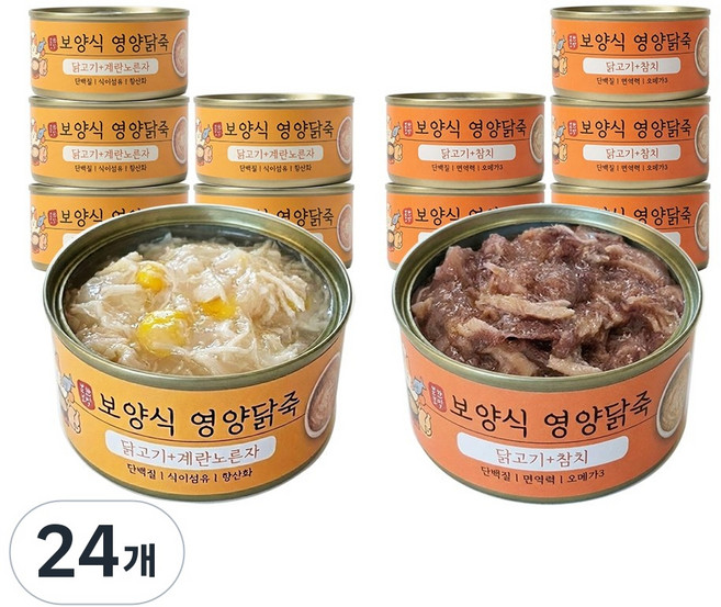 묘한보약 영양닭죽, 24개, 80g, 혼합(참치6개/계란노른자6개)