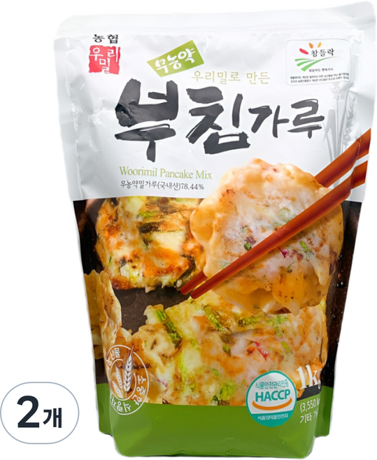 무농약 친환경 우리밀로 만든 부침가루 농협, 2개, 1kg