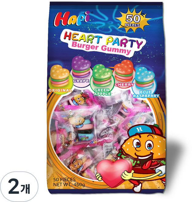 하트파티 5가지맛 버거젤리, 2개, 450g
