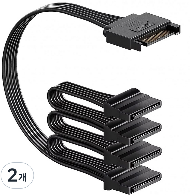 SATA 15핀 하드 드라이브 전원 분배 연장 케이블, 455mm, 2개