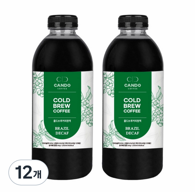 캔두커피 콜드브루 원액 + 디카페인 콜드브루 브라질, 12개, 1개입, 1L
