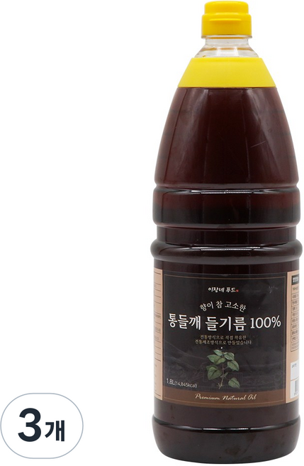 이장네 향이 참 고소한 대용량 업소용 통들깨 들기름 백퍼센트, 1.8L, 3개