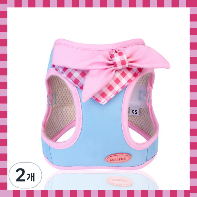 berrypet 리본 반다나 스타일 강아지 하네스 통기성 메쉬 소형견 고양이 탈출 방지 1.5-6.5kg, 파란색, 2개