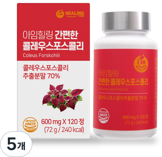 아임힐링 간편한 콜레우스포스콜리 추출분말, 120정, 5개