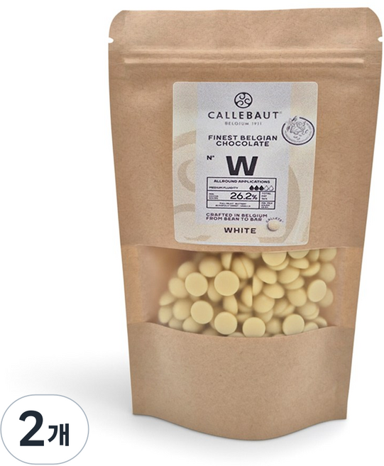 칼리바우트 화이트 초콜릿 커버춰 초콜렛 소분, 2개, 200g