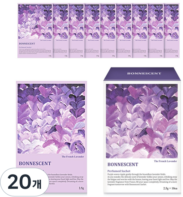 보네센트 샤쉐 옷장 방향제 더프렌치라벤더, 2.5g, 20개
