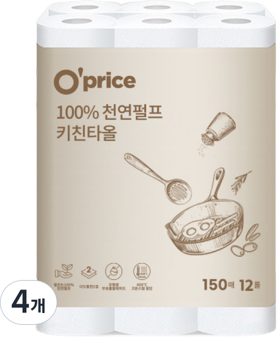 오프라이스 키친타올, 4개, 150매