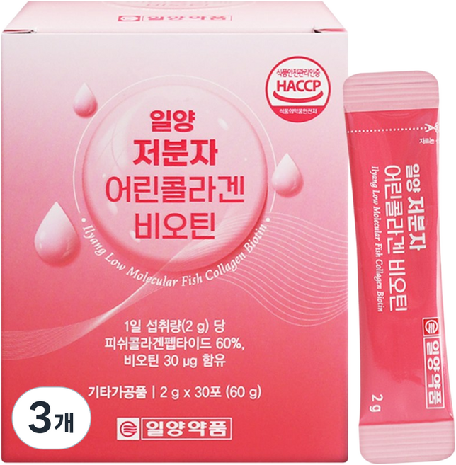 일양약품 저분자 어린 콜라겐 비오틴 스틱, 3개, 60g