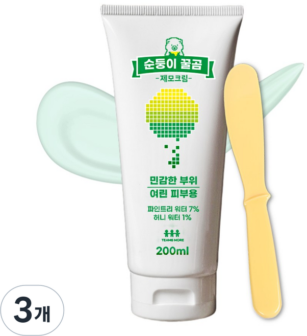 올리브영 팀스모어 순둥이 꿀곰 제모크림 브라질리언 왁싱크림 겨드랑이 왁싱, 200ml, 3개