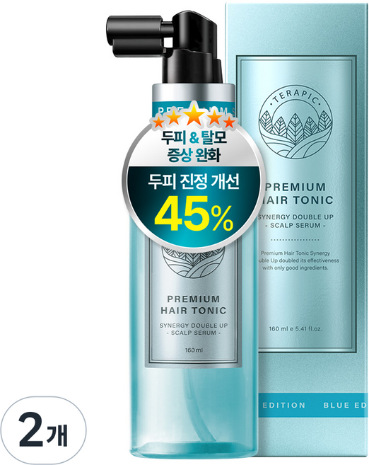 테라픽 프리미엄 헤어토닉 시너지 더블 업 블루 & 가려운 두피, 2개, 160ml