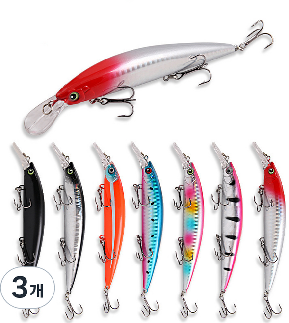 하마피싱 미노우 7종세트 혼합색상 36g, 3개