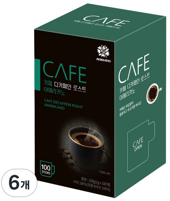 카페 디카페인 로스트 아메리카노, 6개, 100개입, 1g