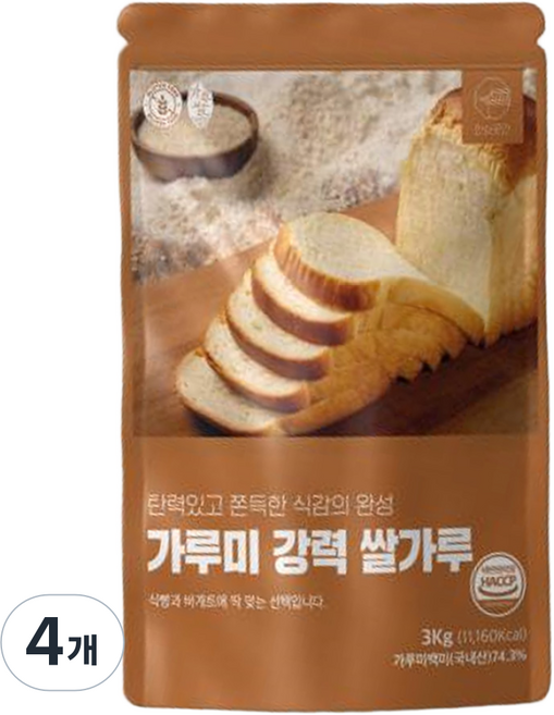 안심곳간 가루미강력쌀가루, 3kg, 4개