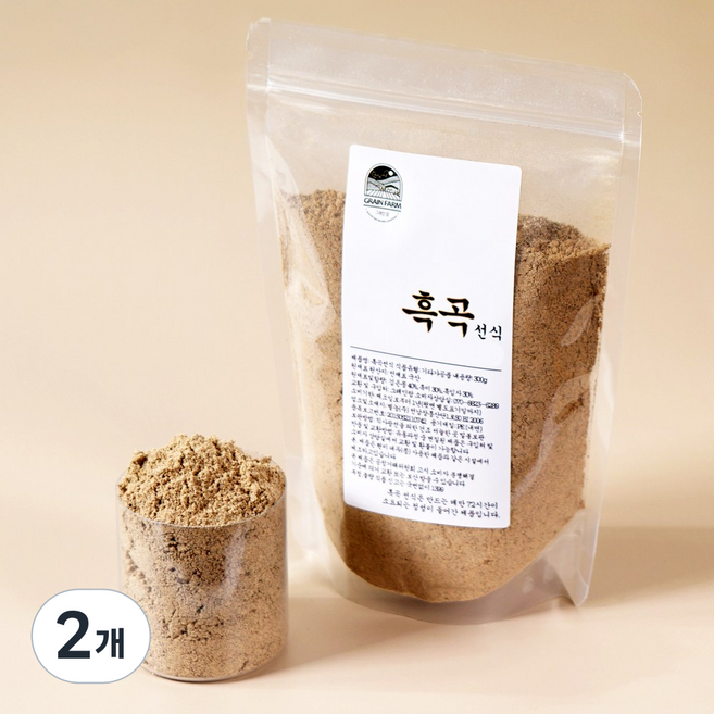 그레인팜 흑곡선식 국산 블랙 3곡 서리태흑미흑임자 72시간 정성 쪄서 볶은 건강선식, 2개, 500g