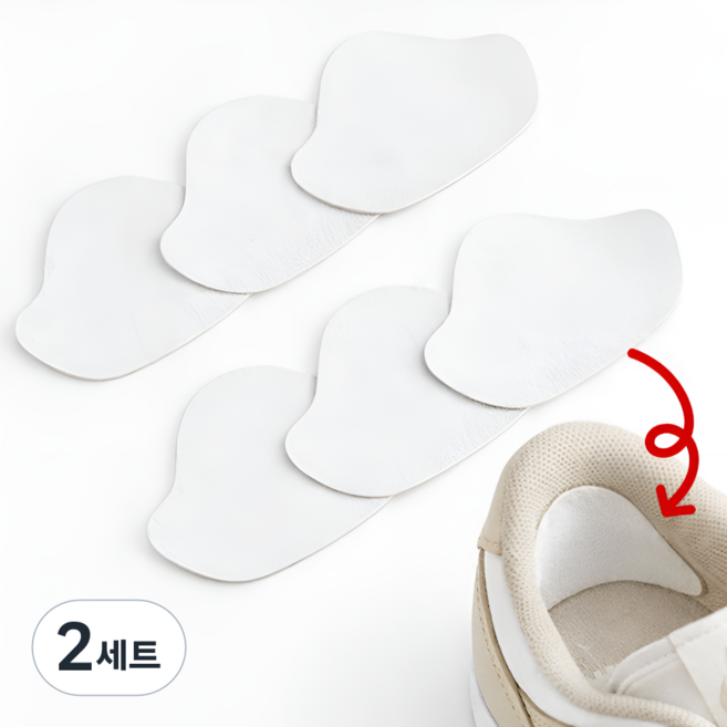 글로넥트 운동화 신발 뒤꿈치 까짐 접착식 수선 패드 6p, 2세트, 화이트