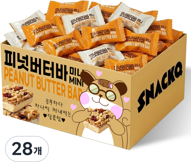 스낵큐 노브랜드 과자, 28개, 피넛 버터바 미니
