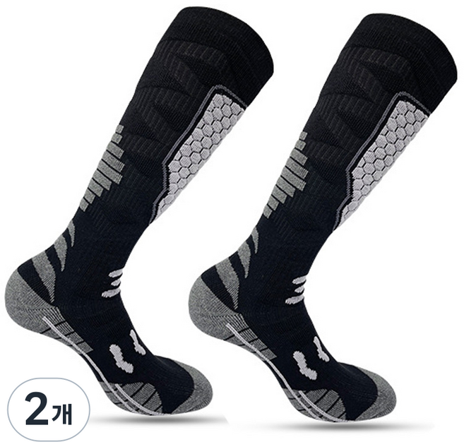 피라모니 남여공용 스포츠 스키보드 양말, 2개, 블랙