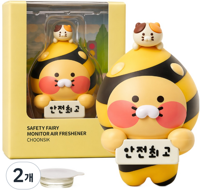 카카오프렌즈 안전요정 차량용 모니터 방향제 네비게이션 디퓨져, 2개, 파우더리그린플로랄(춘식)