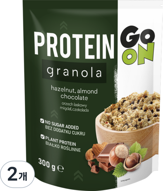 GO ON 저당 프로틴 그래놀라 넛츠 앤 초콜릿, 2개, 300g