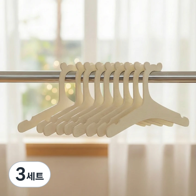 멍담 원목 강아지 옷걸이 곰돌이 디자인, 3세트