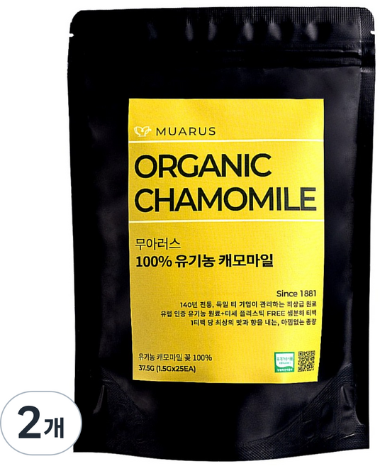 [25년 햇차] 독일 티 전문기업이 생산 관리한 유럽 인증 유기농 캐모마일 무아러스, 1.5g, 2개, 25개입