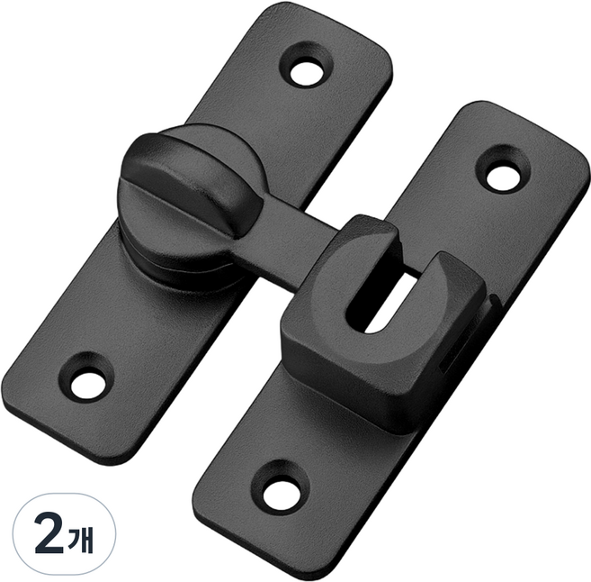 내집클로버 세이프락 무타공 문 이중 잠금장치 걸쇠, 2개, 블랙