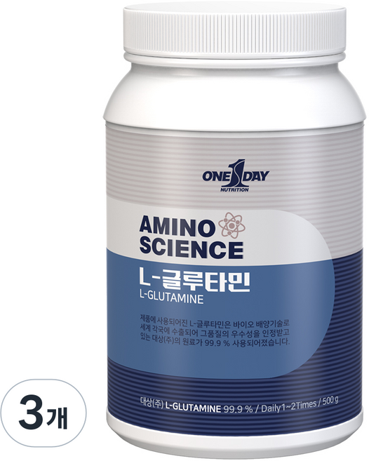 원데이뉴트리션 무맛_단백질 대상 L-글루타민, 3개, 500g
