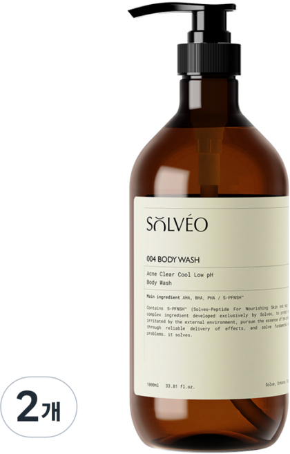 솔브이오 아크네 클리어 쿨 약산성 바디워시, 1L, 2개