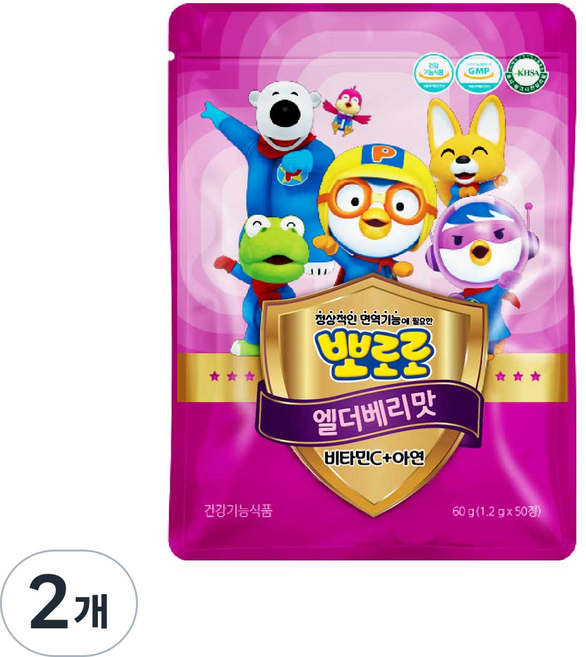 뽀로로 삼부커스 비타민C+아연, 50정, 2개