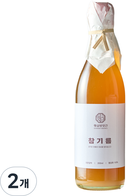 햇살방앗간 저온압착 참기름, 2개, 350ml