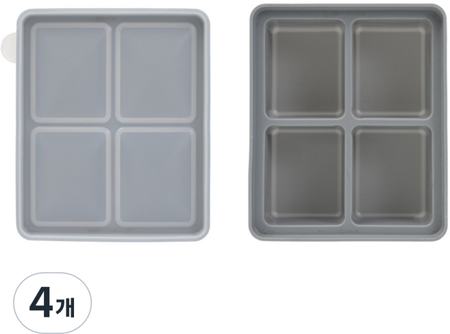 네오실리 국산 프리미엄 실리콘 얼음틀 다진마늘 이유식 냉동틀, 4개, 그레이