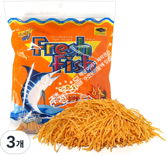 태국 원조 피쉬스낵 대용량 매운맛(핫칠리), 3개, 500g