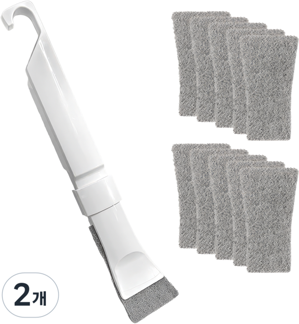 내집클로버 이지그립 브러쉬 + 리필패드 10p 세트 욕실 주방 철 수세미 틈새 청소솔, 2개, 화이트