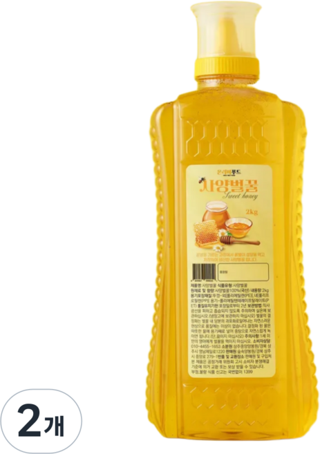 온리비푸드 순수 사양벌꿀, 2개, 2kg