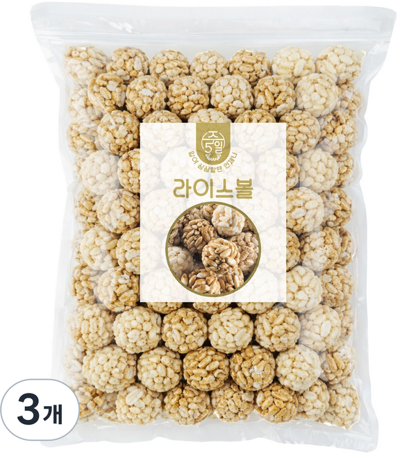 [주5일] 온가족 간식 쌀로만든 달콤 바삭 라이스볼 쌀튀밥, 3개, 250g