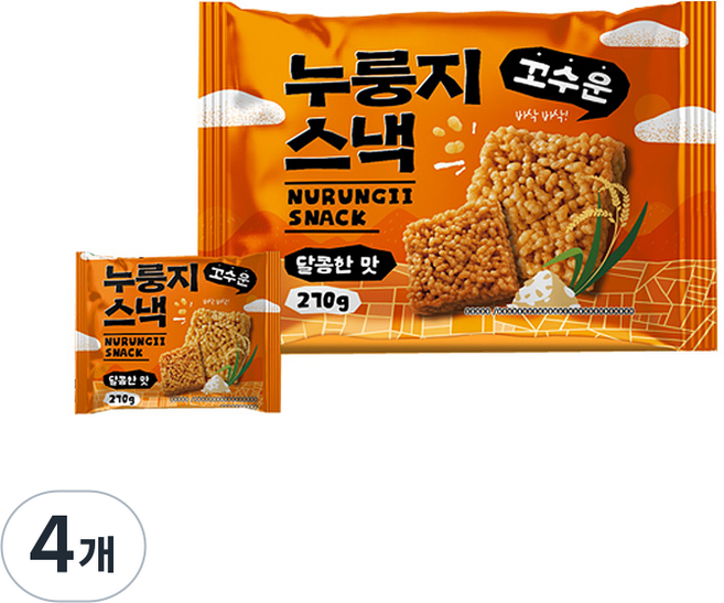 꼬수운 누룽지스낵 달콤한맛, 4개, 270g