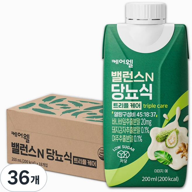 케어웰 밸런스N 당뇨식 트리플 케어, 36개, 200ml - 쿠팡