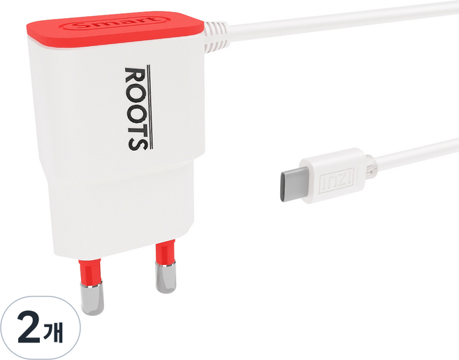 루츠 국내생산 C타입 일체형 충전기 군부대 충전기, 화이트, 2개