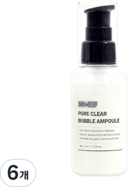 니프달 블랙헤드 버블 앰플 클렌저 모공 피지 노폐물 클렌징 민감성 피부, 6개, 60ml