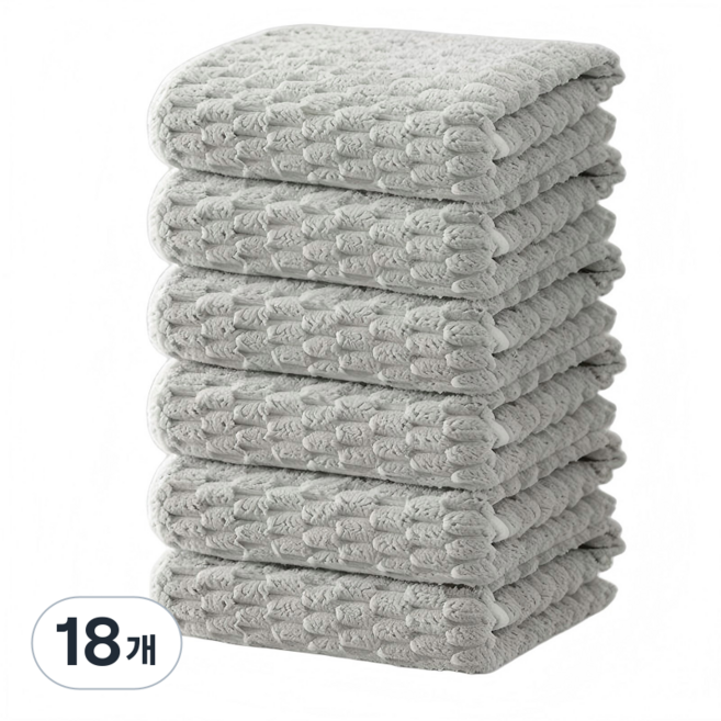 부드러운 호텔수건 먼지없는 고급 수건, 18개, 그레이