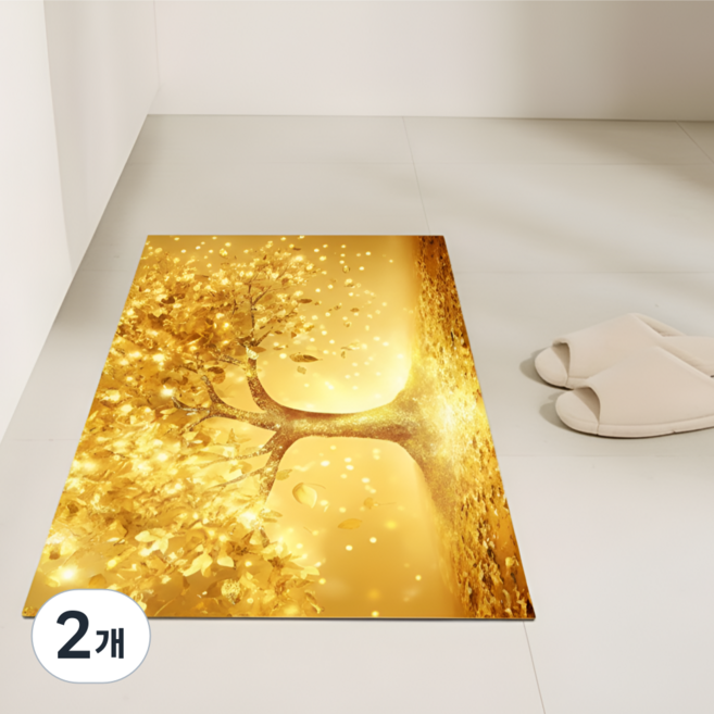 르브아 황금 돈나무 주방 규조토 발매트 현관 금전수, 2개, 금빛금전수