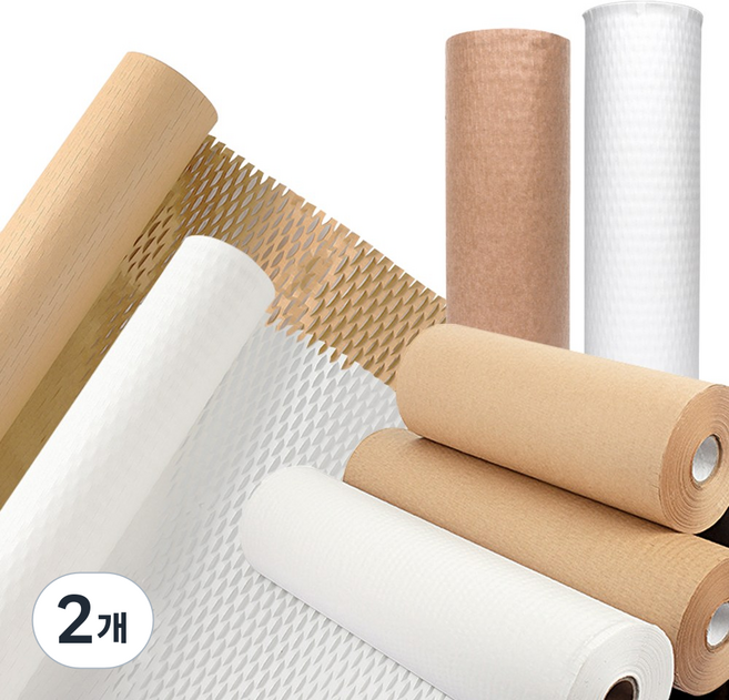 제이팩 종이뽁뽁이 종이완충재 친환경 포장지 종이에어캡 버블페이퍼 화이트, 2개